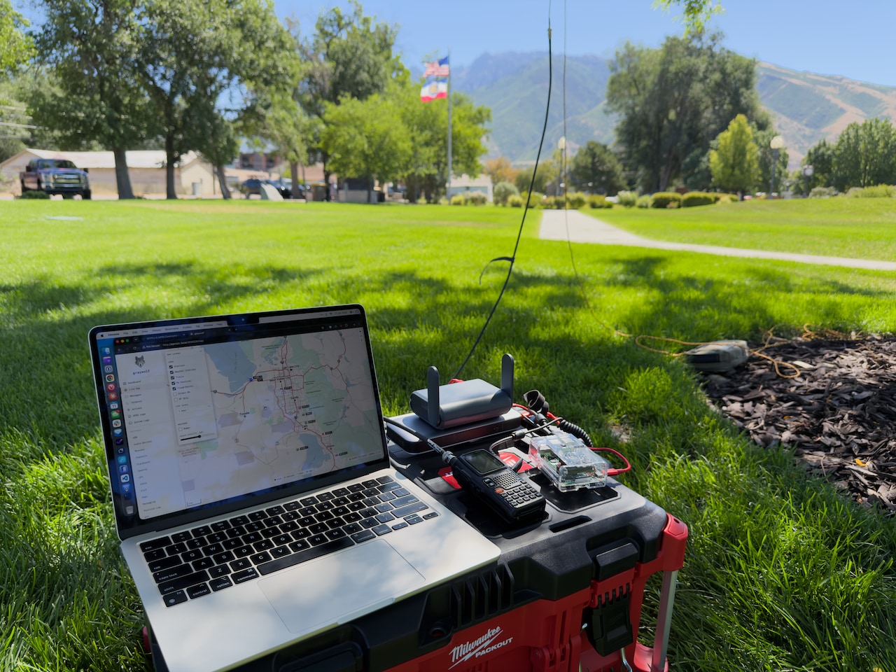 APRS command center with iPad and handheld radio