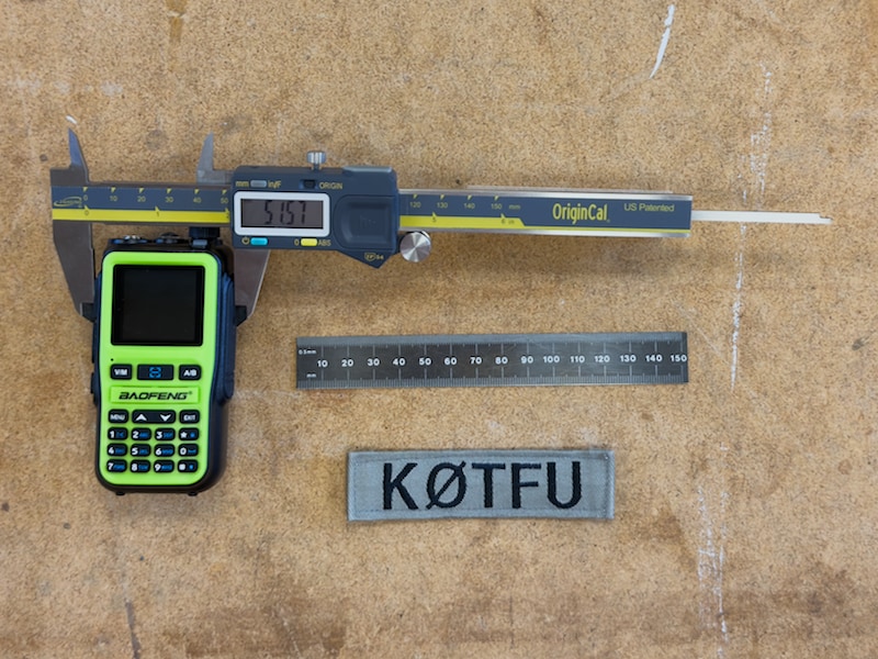 Measuring size of a Baofeng mini using digital calipers